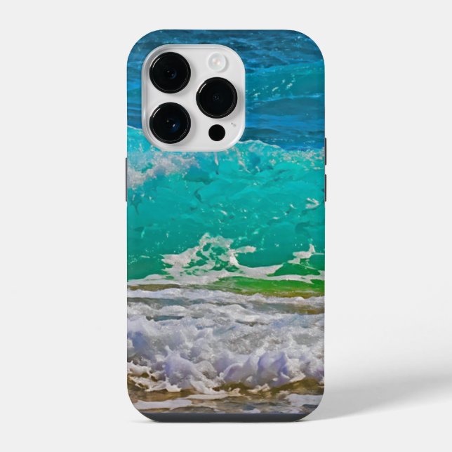 Coque iPhone Calme Blue Ocean Waves Beach Art (Verso)