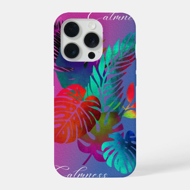 Coque iPhone Calme Feuilles Tropicales Vibrantes Esthétique Mod (Verso)