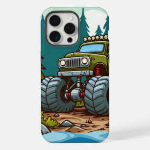 Coque iPhone 15 Pro Max Camion Monster Vert dans la forêt