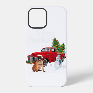 Coque iPhone 12 Pro Camion Rouge Boxer Joyeux Noël Bonhomme de Neige A