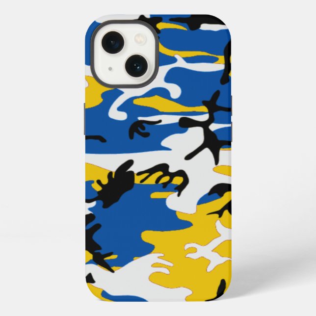 Coque iPhone Camo bleu et jaune (Verso)