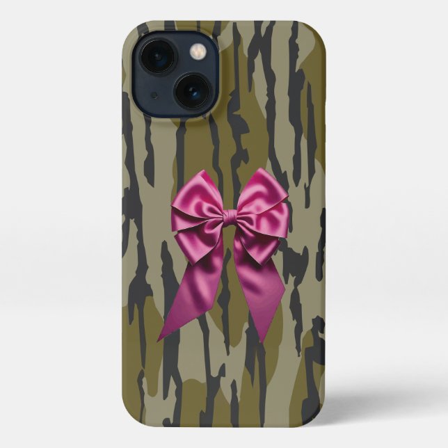 Coque iPhone Camo Fille Ruban Rose Arc Bas Camo (Verso)