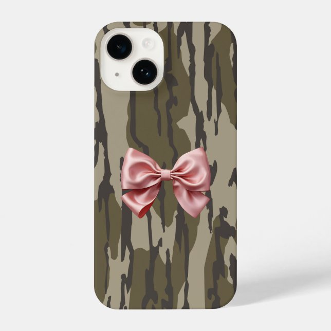 Coque iPhone Camo Fille Ruban Rose Arc Bas Camo (Verso)