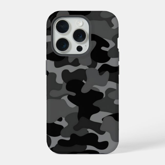 Coque iPhone Camo Gris Noir (Verso)