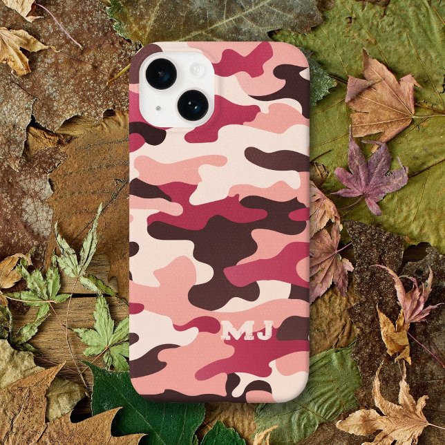 Coque iPhone Camo rose avec initiales (Pink Camo with Initials Case-Mate iPhone Case)