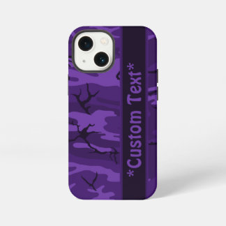 Etui iPhone 13 Mini Camo violet foncé avec texte personnalisé