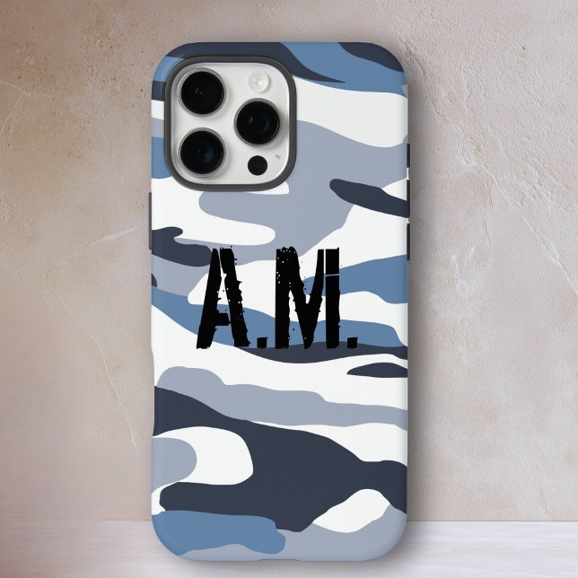 Coque iPhone Camouflage armée Monogramme bleu (Camouflage Army Monogram iPhone Case-Beige-Brown Case-Mate iPhone Case)