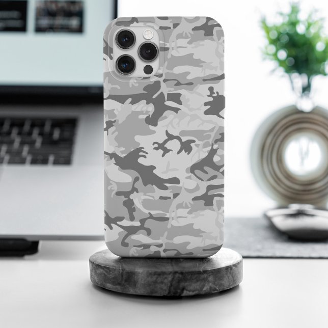 Coque iPhone Camouflage gris neige d'hiver, Militaire, Armée (Créateur téléchargé)