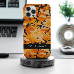 Coque iPhone 15 Pro Max Camouflage Orange Personnalisez votre nom