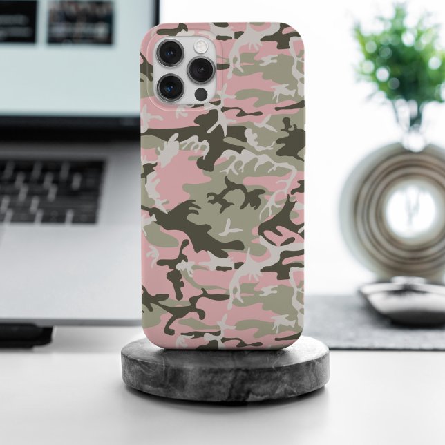 Coque iPhone Camouflage rose et vert, Militaire, Armée (Créateur téléchargé)