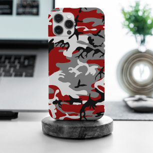 Coque iPhone 15 Pro Max Camouflage rouge et gris, Militaire, Armée