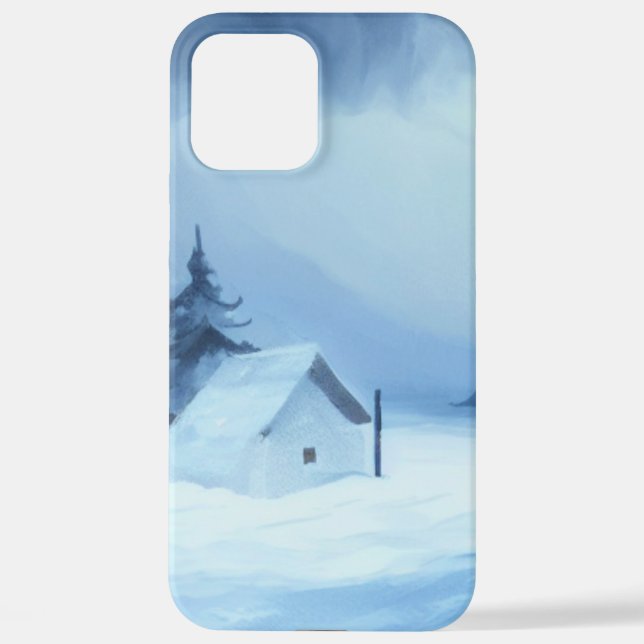 Coque iPhone Camping d'hiver dans une forêt de neige (Verso)