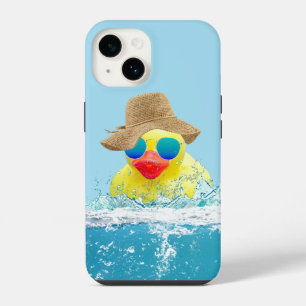 Coque Pour iPhone 14 Canard jaune avec lunettes de soleil dans l'eau