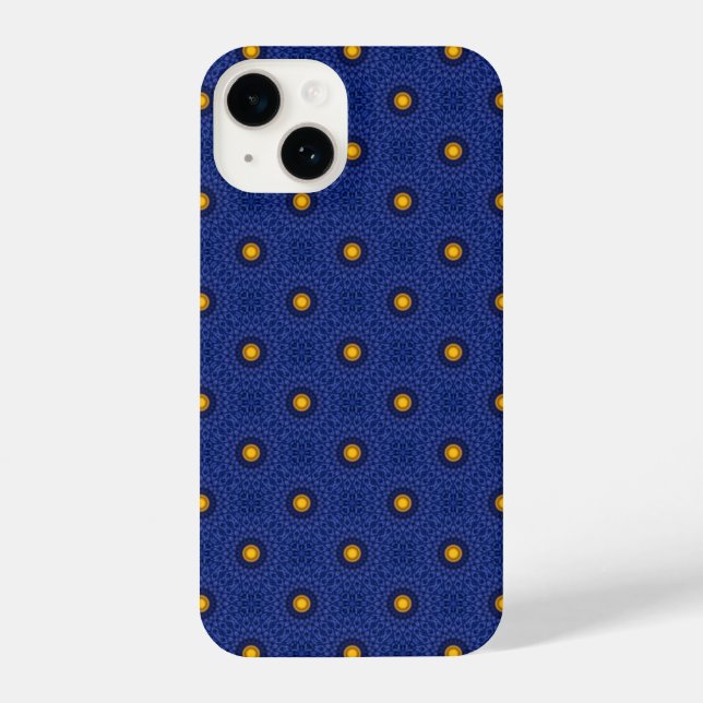 Coque iPhone Canard sur bleu avec kaléidoscope jaune iPhone 14  (Verso)
