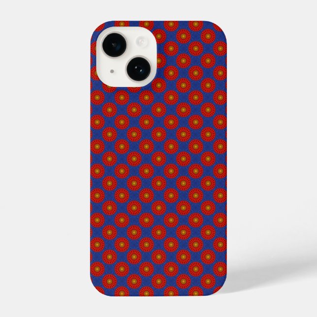 Coque iPhone Canard sur fond bleu avec kaléidoscope rouge (Verso)