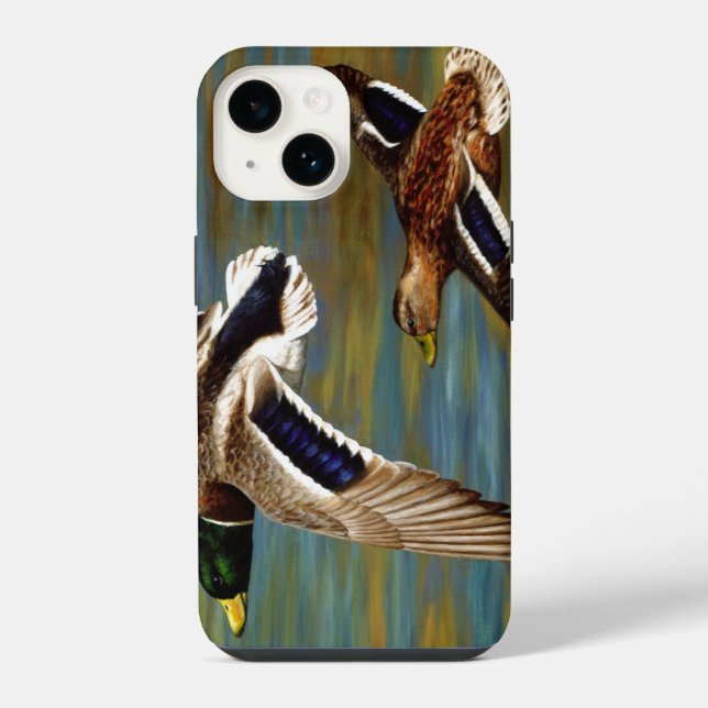 Coque iPhone Canards colverts volant au-dessus de l'étang (Verso)