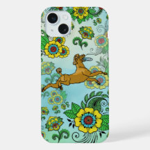 Caniche marron avec Frisbee sur fond Paisley