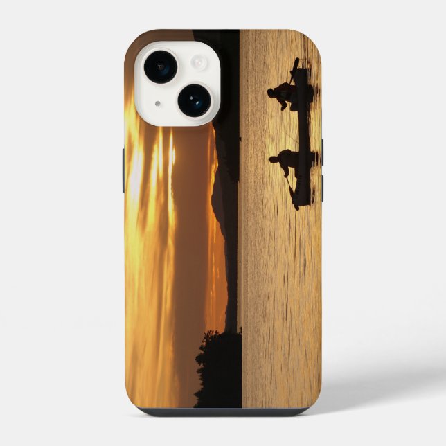 Coque iPhone Canoë au coucher du soleil (Verso)