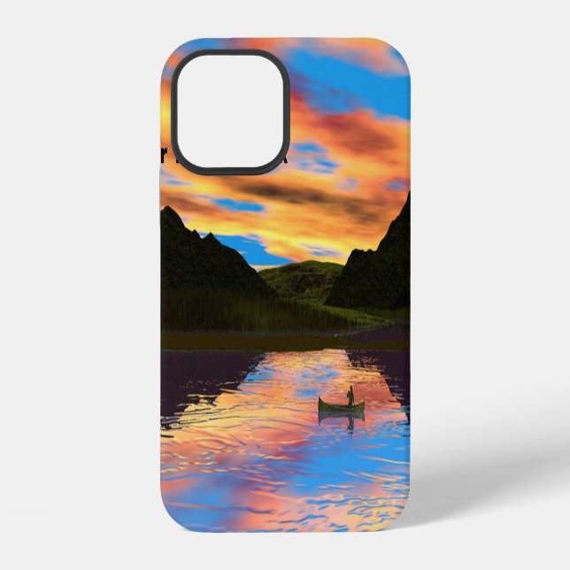 Coque iPhone Canot sur le lac Sunset (Verso)