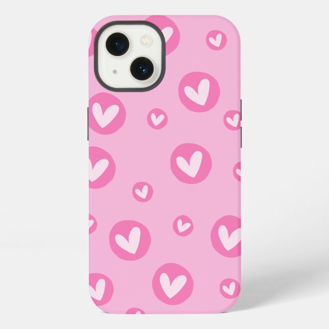 Coque iPhone Capa IPhone Padrão de Corações Rosa (Verso)