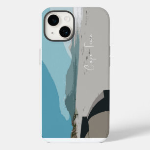 Coque Pour iPhone 14 Cape Town Table Mountain Océan Esquisse