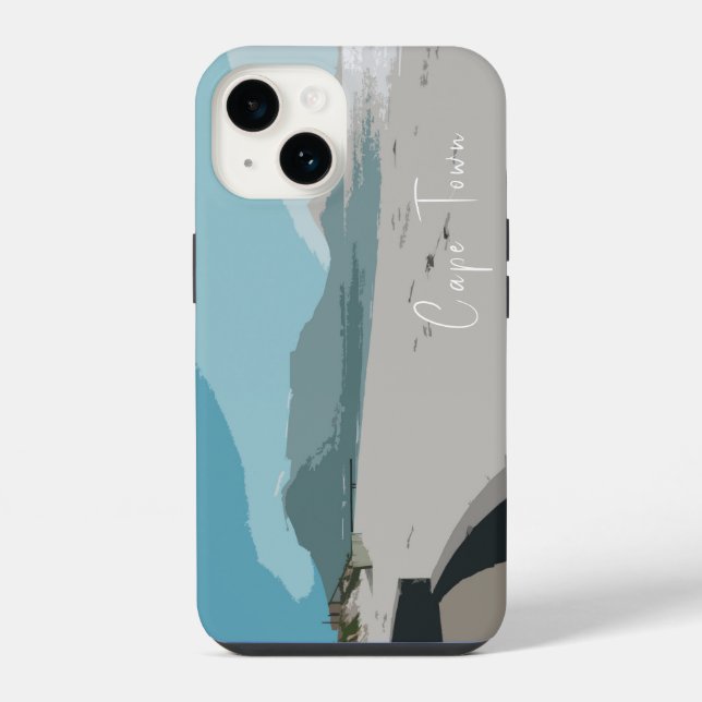 Coque iPhone Cape Town Table Mountain Ocean Sketch (Verso)