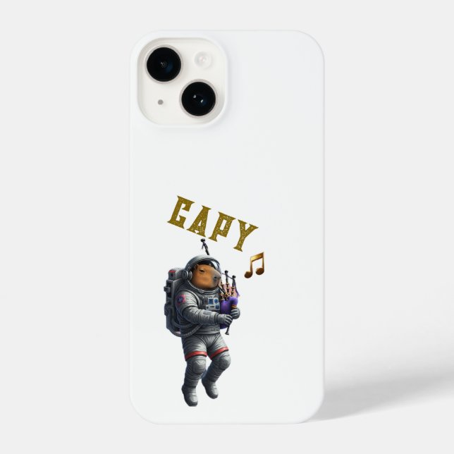 Coque iPhone Capybara Astronaut Bagpipes (Verso)