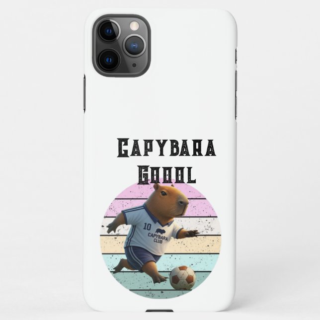 Coque iPhone Capybara rainbow case phone through play football  (Dos)