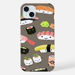 Coque iPhone 15 Plus Caractères de Sushi amusants Kawaii Assortiment am