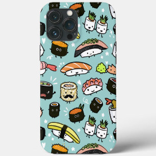 Etui iPhone 13 Pro Max Caractères Kawaii Sushi Assortis Cute et drôle