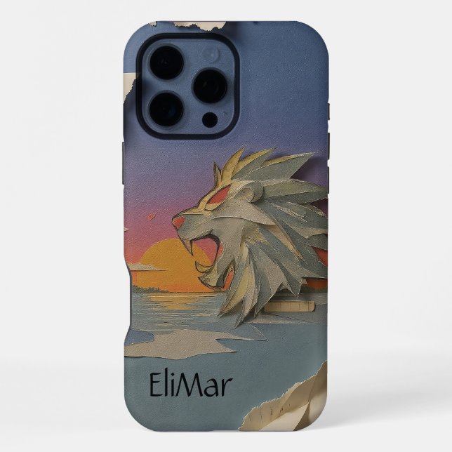 Coque iPhone Carcasa León Rugiendo (Papercut) (Verso)