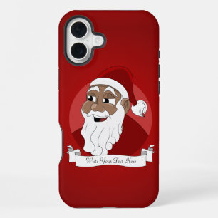 Coque iPhone 16 Plus Caricature du Père Noël noir