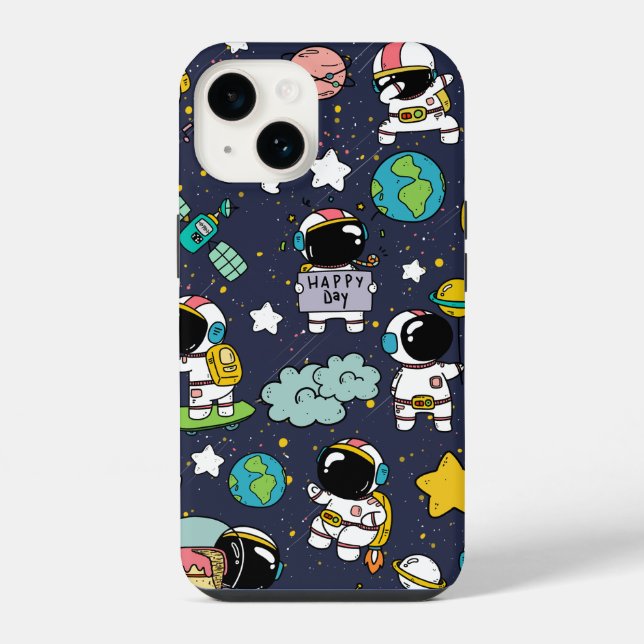 Coque iPhone Caricature spatiale astronaute (Verso)