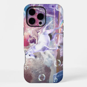Coque iPhone 16 Pro Max Carlin de galaxie arc-en-ciel équitation licorne d
