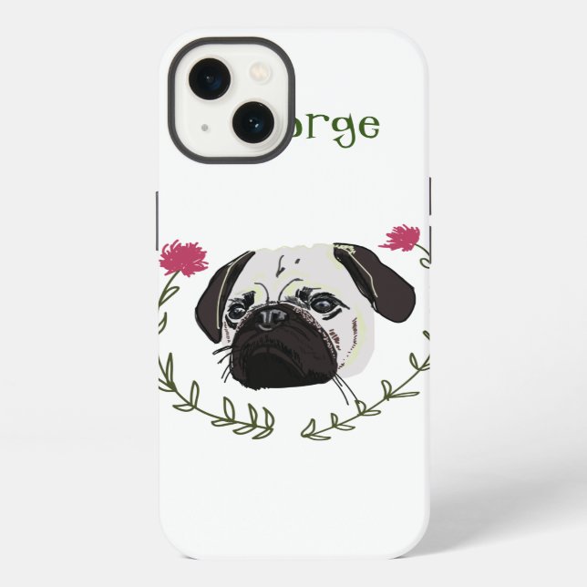 Coque iPhone Carlin Face, Dog Art (Verso)