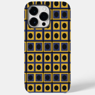 Coque Pour Pour iPhone 14 Pro Max Carré Cercle Géométrique Bleu Jaune Noir