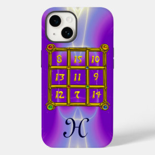 Coque Pour iPhone 14 CARRÉ MAGIQUE 33 MONOGRAMME Lilas Rose, Violet