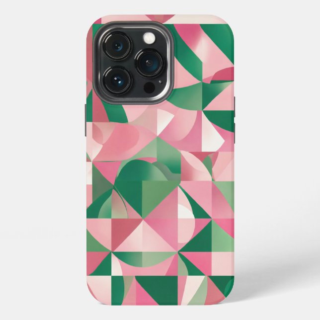 Coque iPhone carré rose rouge vert (Dos)