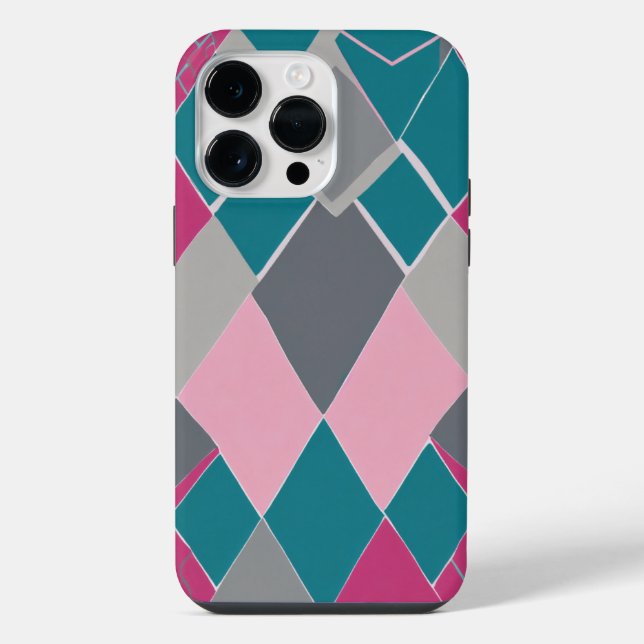 Coque iPhone carré vert rose (Verso)