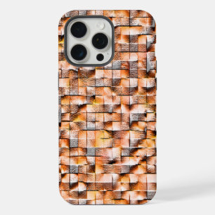 Coque iPhone 15 Pro Max Carreau en céramique gris orange rugueux avec des
