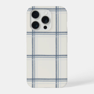 Coque iPhone 15 Pro Carreaux à carreaux bleu ardoise intemporel
