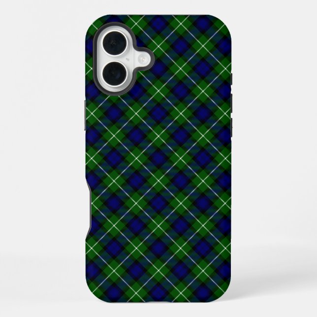 Coque iPhone carreaux bleu vert tartan Lamont (Verso)