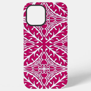 Coque iPhone 12 Pro Max Carreaux marocains - magenta et blanc