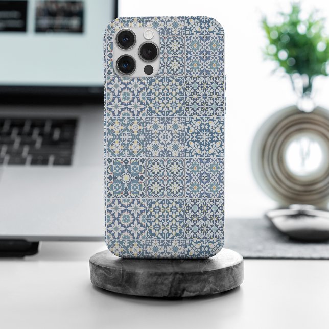 Coque iPhone Carreaux Méditerranéens, Marocains, Majolique, Azu (Créateur téléchargé)