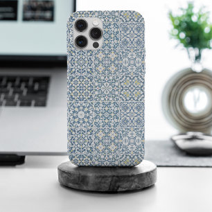 Coque iPhone 15 Pro Max Carreaux Méditerranéens, Marocains, Majolique, Azu