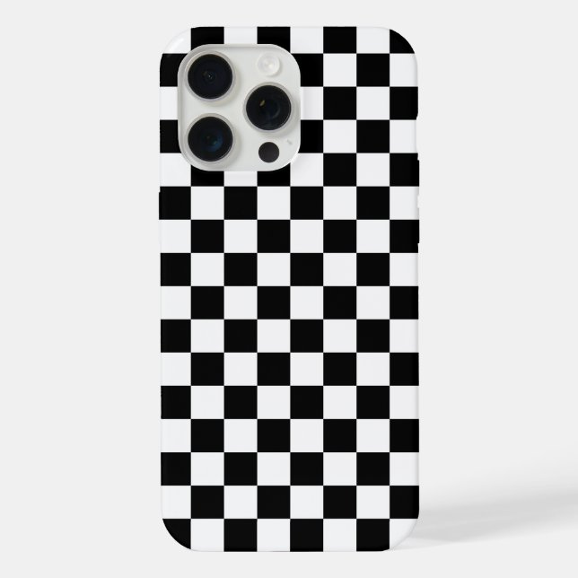 Coque iPhone Carreaux noirs et blancs (Verso)