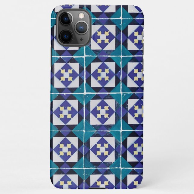 Coque iPhone Carreaux portugais - Azulejo Diamond géométrique (Dos)