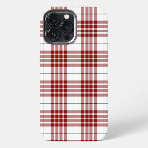 Etui iPhone 13 Pro Max carreaux rouge et blanc tartan Buchanan