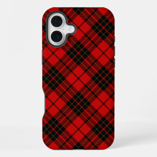 Coque iPhone 16 Plus carreaux rouge et noir tartan Brodie