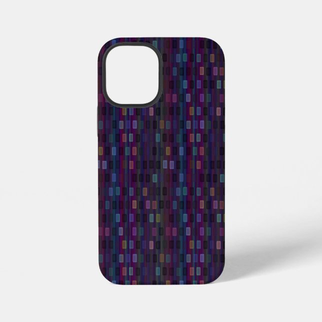 Coque iPhone Carrés bleus, verts, violets, roses avec des rayur (Verso)